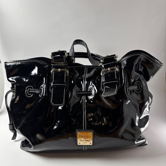 Dooney & Bourke Black Glossy Patent Leather Tote - Picture 1 of 16